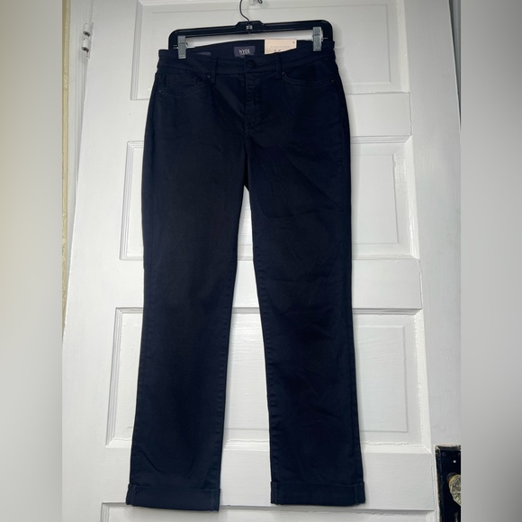 NYDJ Black Sheri Slim Ankle Cuff Denim Jeans 6 New NWT stretch - Picture 3 of 14